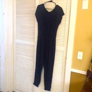 Large , far blue , pants romper. Worn a few times.
